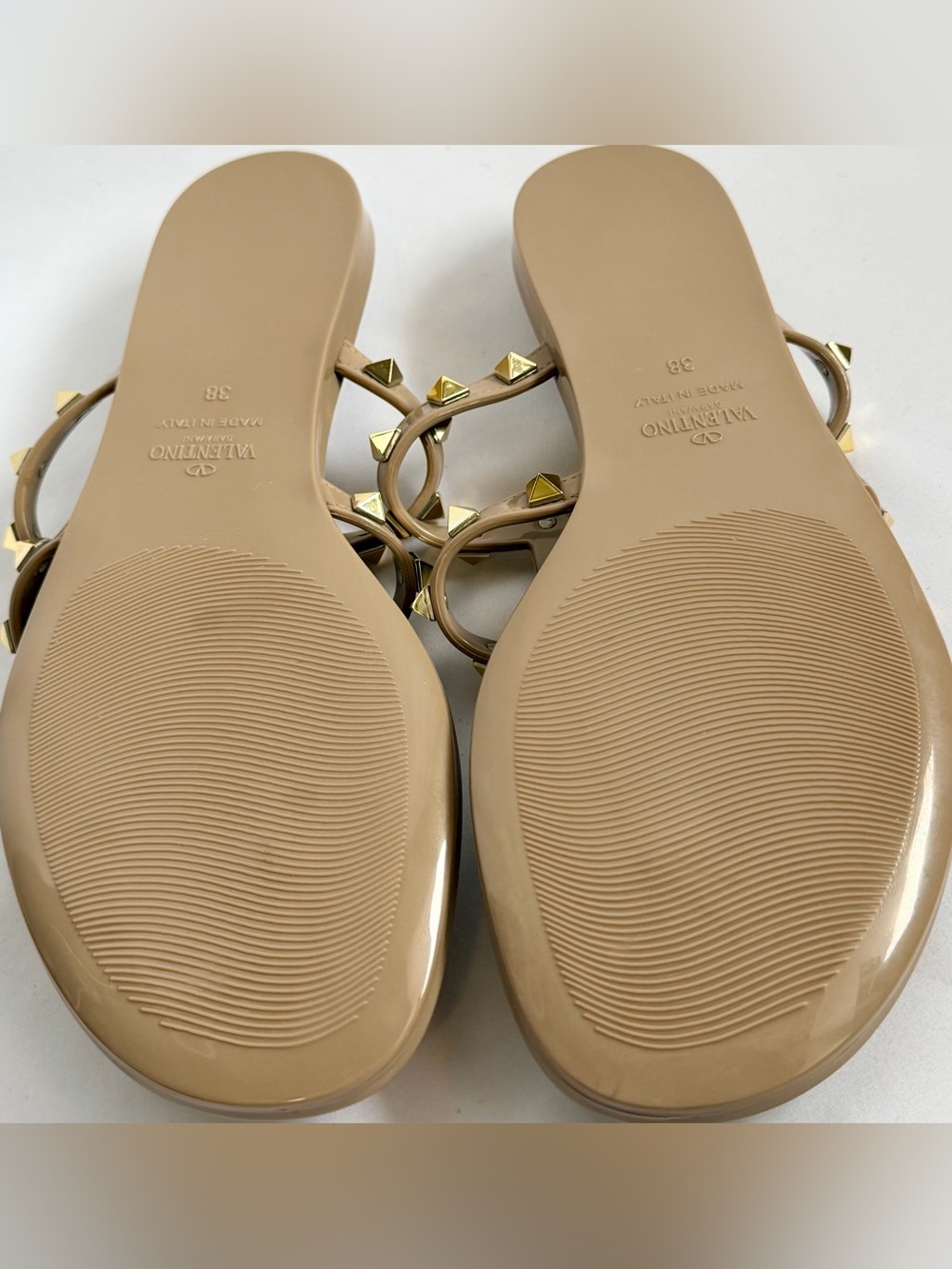 Valentino Garavani Rockstud Nude Jelly Studded T-Strap Thong Sandals EU 38 - Picture 10 of 12
